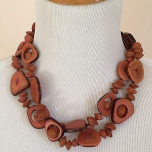 Boho vintage coral-colored necklace